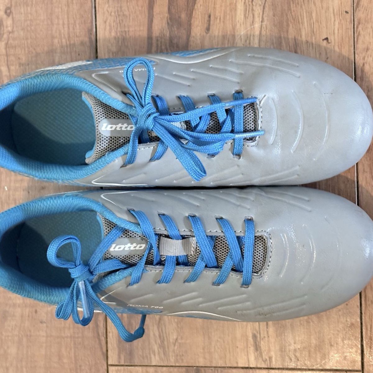 Lotto Roma 700 Soccer Cleats Gray Blue Lace-Up Athletic Shoes