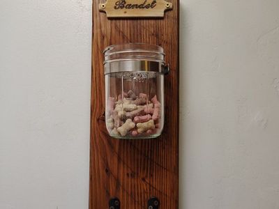 Personalized Wooden Pet Leash Holder & Treat Organizer | Rustic Wall Mounted Dog Station | Custom Pet Organizer | Reclaimed Wood
