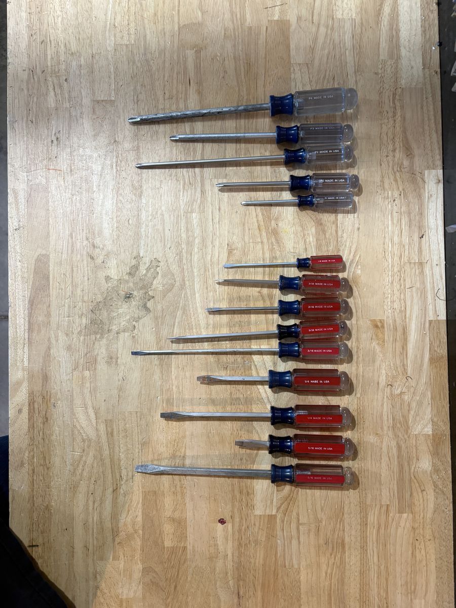 Extensive set of Made in USA Craftsman Screwdrivers Phillips and Flat