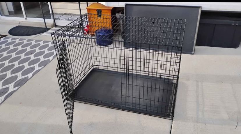 Extra Large Black Metal Dog Crate 42”  xl - Pet Travel Carrier Kennel