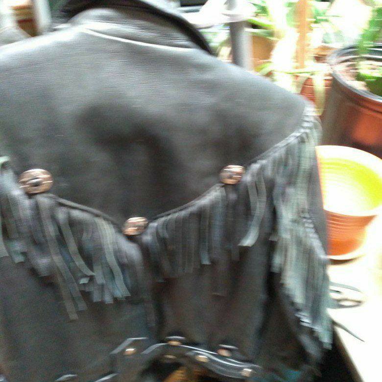 his and hers heavy premium leather riding jackets.With fringe and inner removable liner. Adjustable straps,also zippered poc