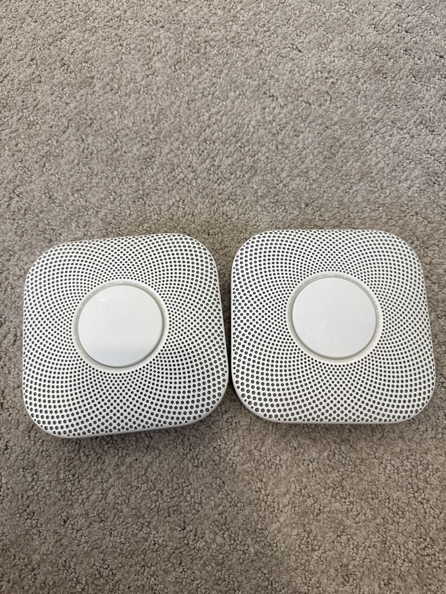 Two Google Nest Protect 2nd Gen Wired Smoke and CO Alarms