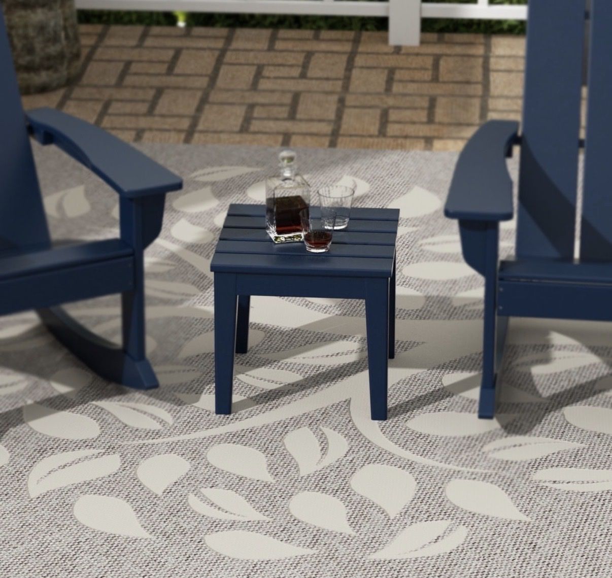 2 Navy Blue Adirondack Chairs + Table