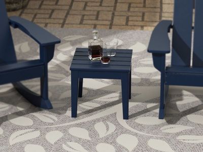 2 Navy Blue Adirondack Chairs + Table