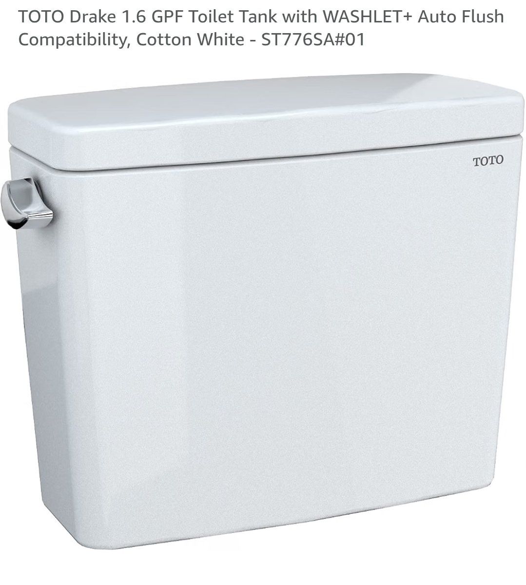 New in box!! TOTO Drake 1.6 GPF Toilet Tank WASHLET+ Auto Flush Compatible Cotton White ST776SA#01