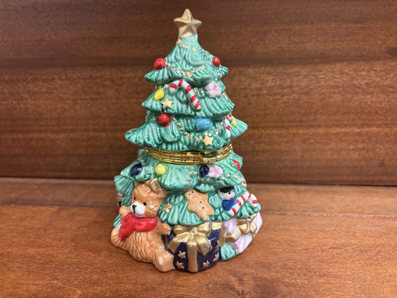 Hinged Trinket Box w/ Ceramic Christmas Tree