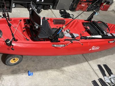 2019 Hobie Mirage Oasis Red Tandem Fishing Kayak with Pedals and Cart