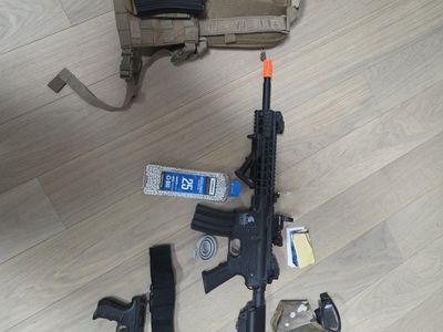 Lancer Tactical LT-19 ProLine Full Metal M4 AEG – Complete Loadout: 2 Batteries, 4 Mags, Pistol, Chest Rig + More
