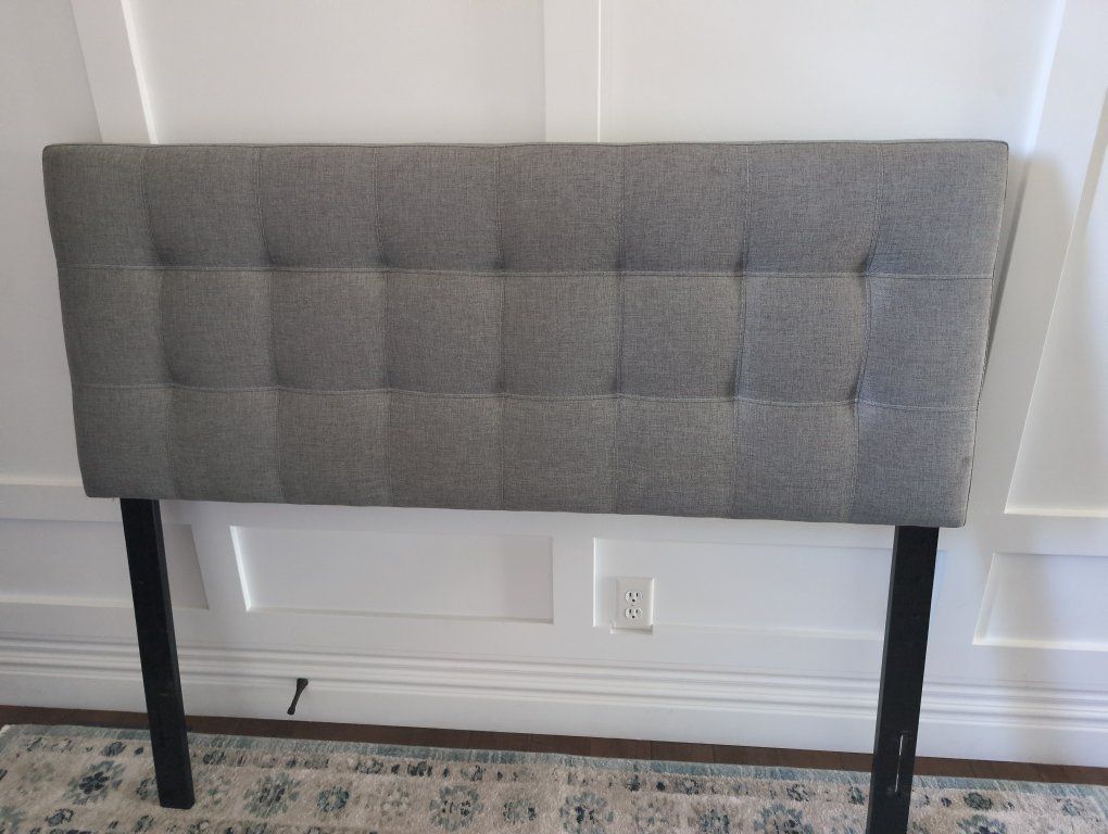 Bed Frame (Full) + Headboard 18-inch High Foldable  - Sturdy with Hardware, Black Metal