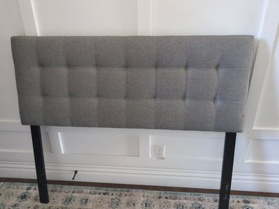 Bed Frame (Full) + Headboard 18-inch High Foldable - Sturdy with Hardware, Black Metal