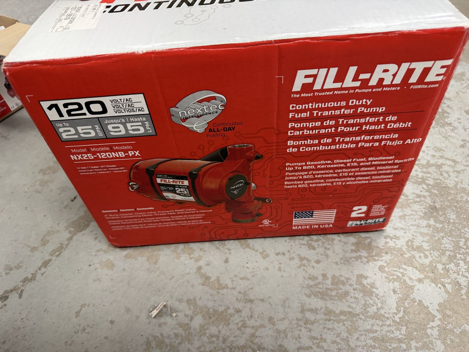 Fill-Rite NX25-120NB-PX Continuous Duty Fuel Transfer Pump 120V