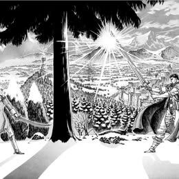 Berserk Black & White Anime Fight Scene, Unframed Print on Canvas