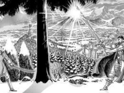 Berserk Black & White Anime Fight Scene, Unframed Print on Canvas