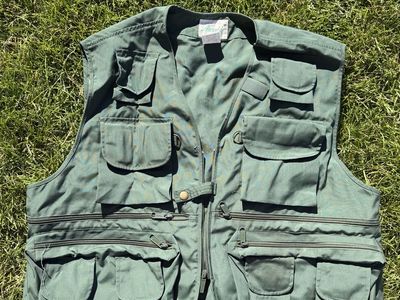 Vintage Aurich Green Multi-Pocket Fishing Photography Safari Utility Vest - Size XL