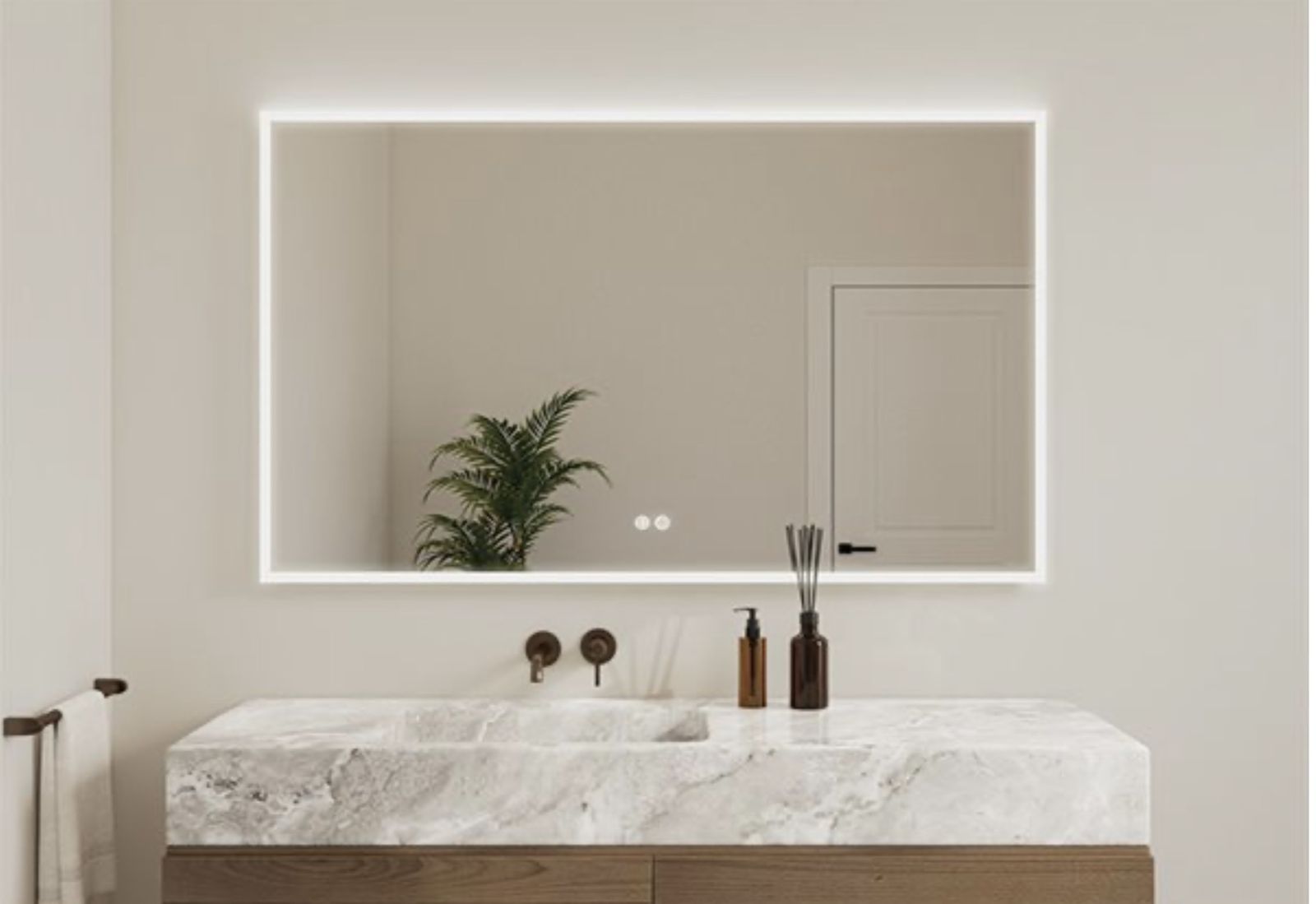 Brand New Fleurco Luna Halo LED Bathroom Mirror – 48” x 36” – $500