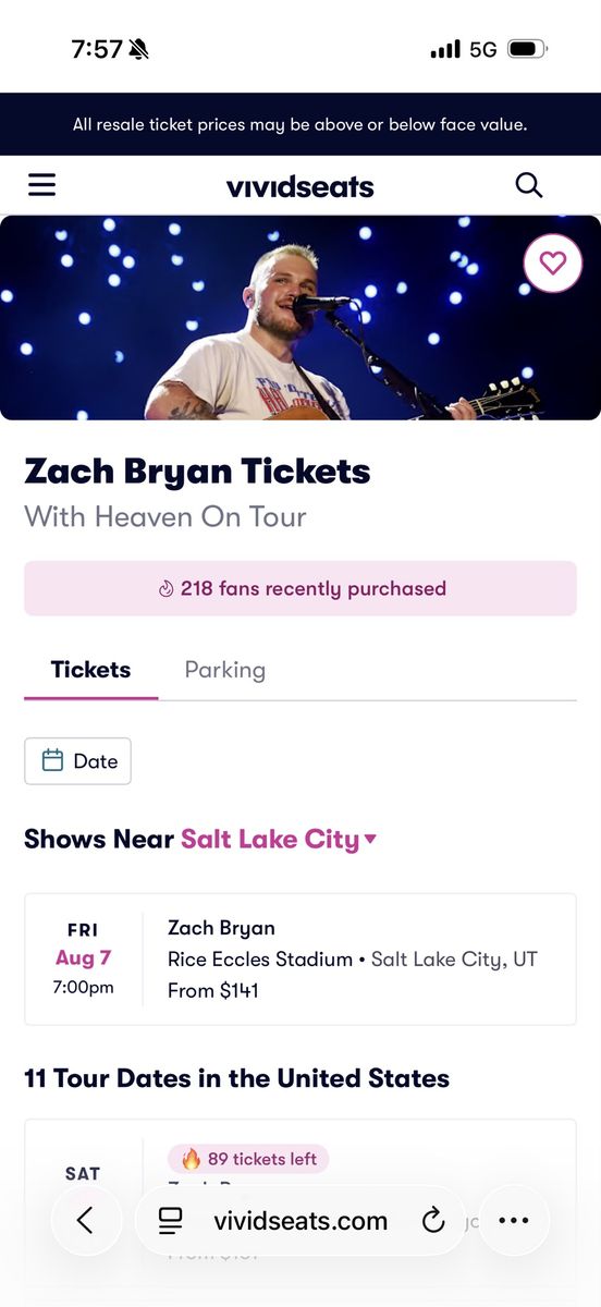 Zach Bryan Concert Tickets (Two)