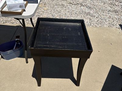 Black Wooden Accent Table / Side Table with Tray Top - Used Good Condition