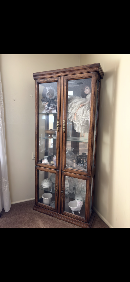 Oak curio cabinet