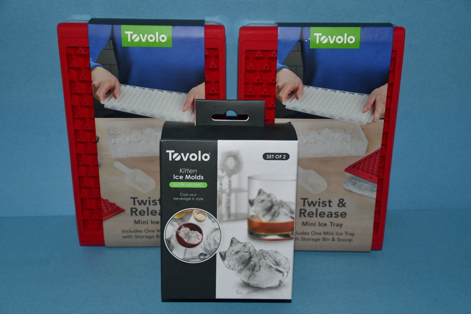 3 NEW ICE CUBE TRAYS & MOLDS ~ 2 MINI TWIST & RELEASE + KITTEN MOLDS