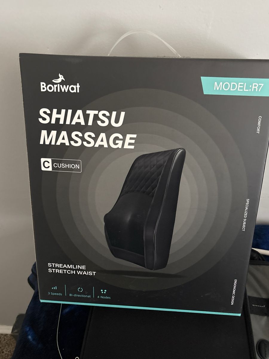 Boriwat R7 Shiatsu Back/Neck Massager Cushion - 3 Speeds, Heat, Car Adapter