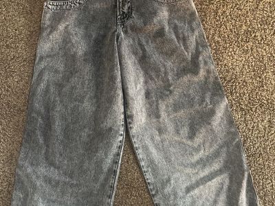 JNCO Jeans Hell Fire Grey Acid Wash Denim Men's Size 32x30 Wide Leg Skater