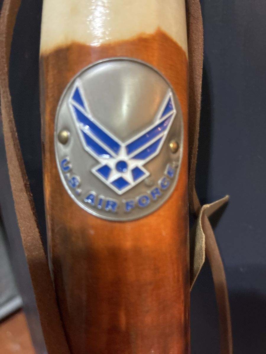 Handcrafted US Air Force Walking Stick / Staff - Wood with Metal Emblem