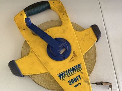 Assorted Hand Tool Lot - Westward 300ft Measuring Tape, Arrow T-50 Stapler, Hacksaw, Hand Saw & Wrench. Cash only!