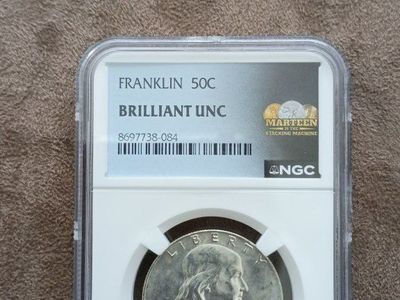 1962 Franklin 50C Half Dollar Brilliant UNC NGC Certified Coin - Marteen Stacking Machine