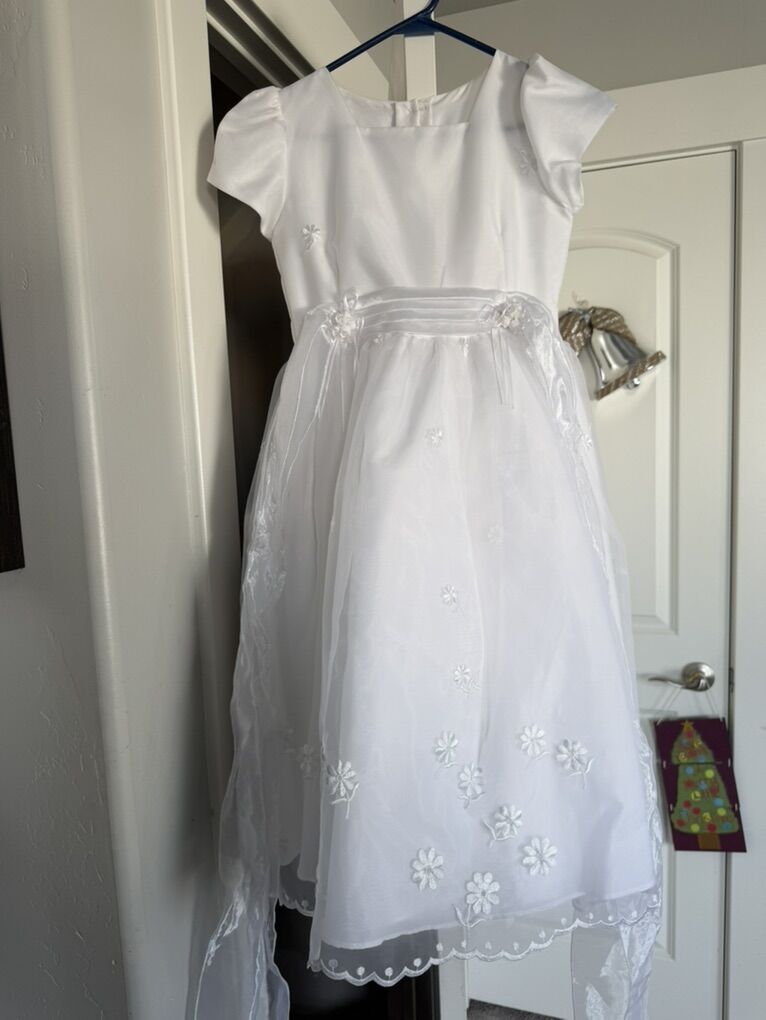 Size 10 White Girls Baptisim Dress