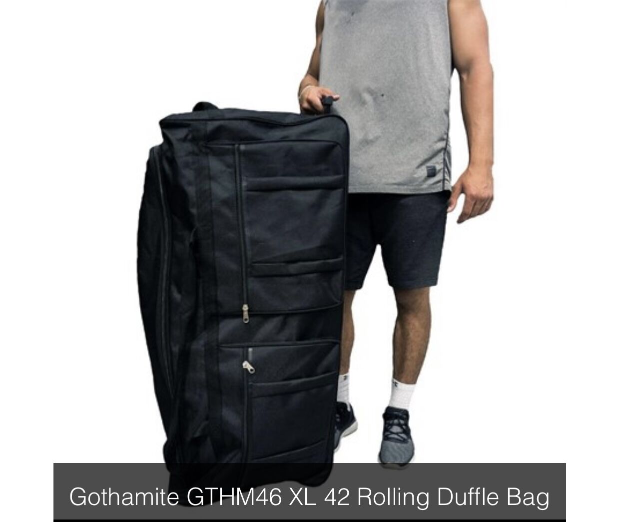Gothamite 42-inch Rolling Duffle Bag with Wheels, Heavy Duty Oversized Storage Bag