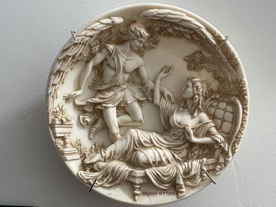 Set of 4 Sculpted Relief Porcelain Plates Love Stories of Greek Mythology by Artist Yiannis Koutsis