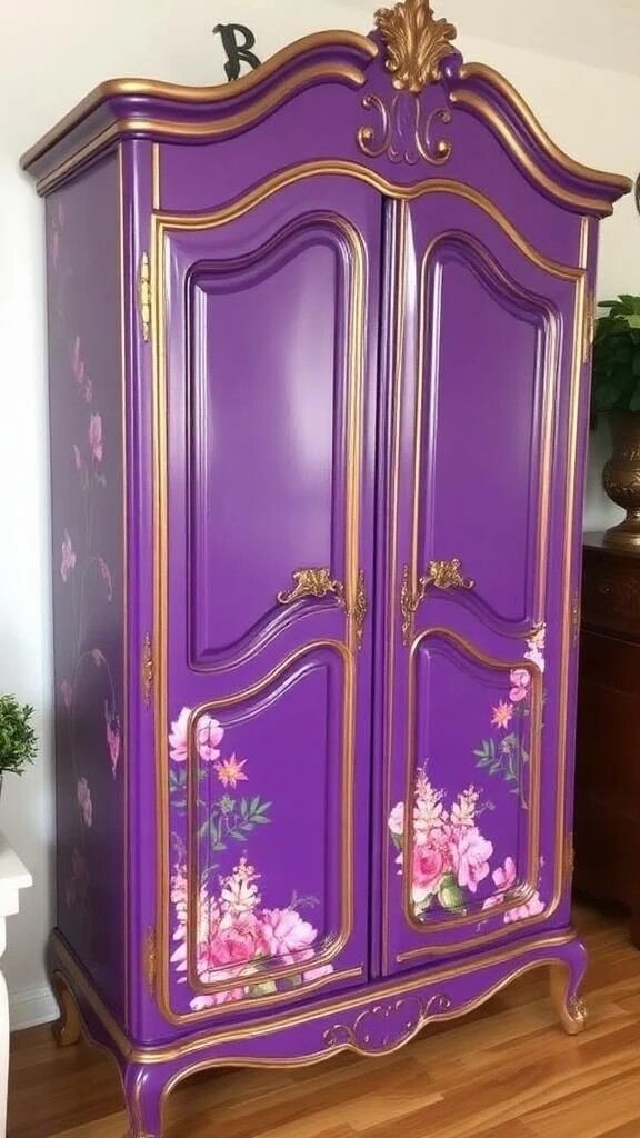 Custom Order Option: Upcycled Armoire Bold, Bright Colors & Art