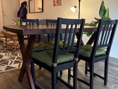 Wooden table, will throw in chairs for + $10