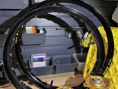 Black Excel Rims 19" & 21", Gold Talon Hubs.