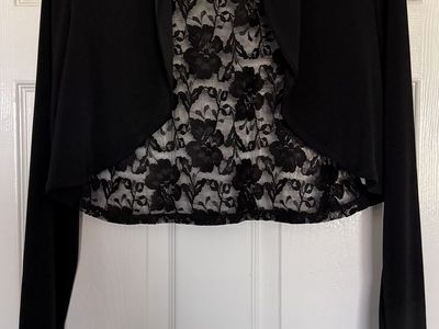ONYX Nite Black Lace Back Bolero Shrug Jacket Size M New with Tags