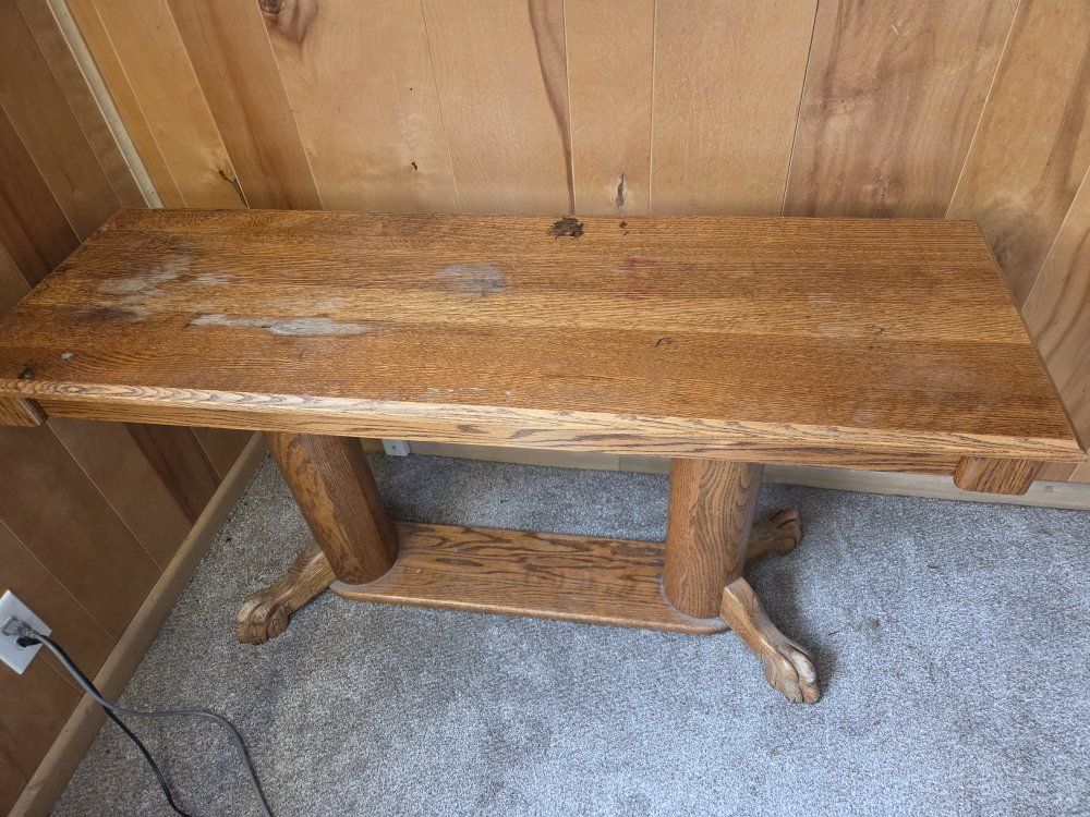 Vintage Oak Sofa Table Console Table with Claw Feet - Entryway or Living Room Furniture
