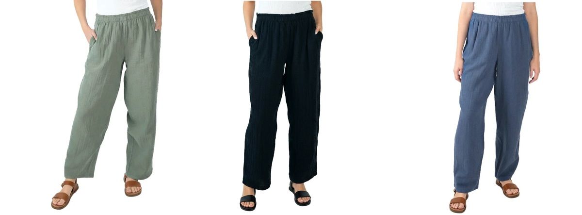 Coldwater Creek Women's Cotton Gauze Pull-On Pants 1962595 #106433