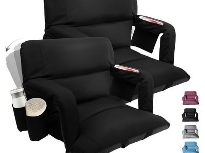 New Wide Stadium Seats with Back Support – 2 Pack Sofa Style Bleacher Chairs, Thick Cushions, 6 Reclining Positions