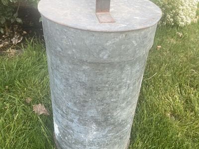 Cool Round Old Galvanized Metal Can with a Lid