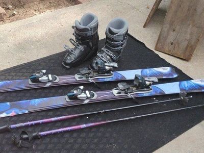 Women’s Complete Ski Setup - Salomon Skis 159, Tecnica Boots 5.5 & Scott Poles