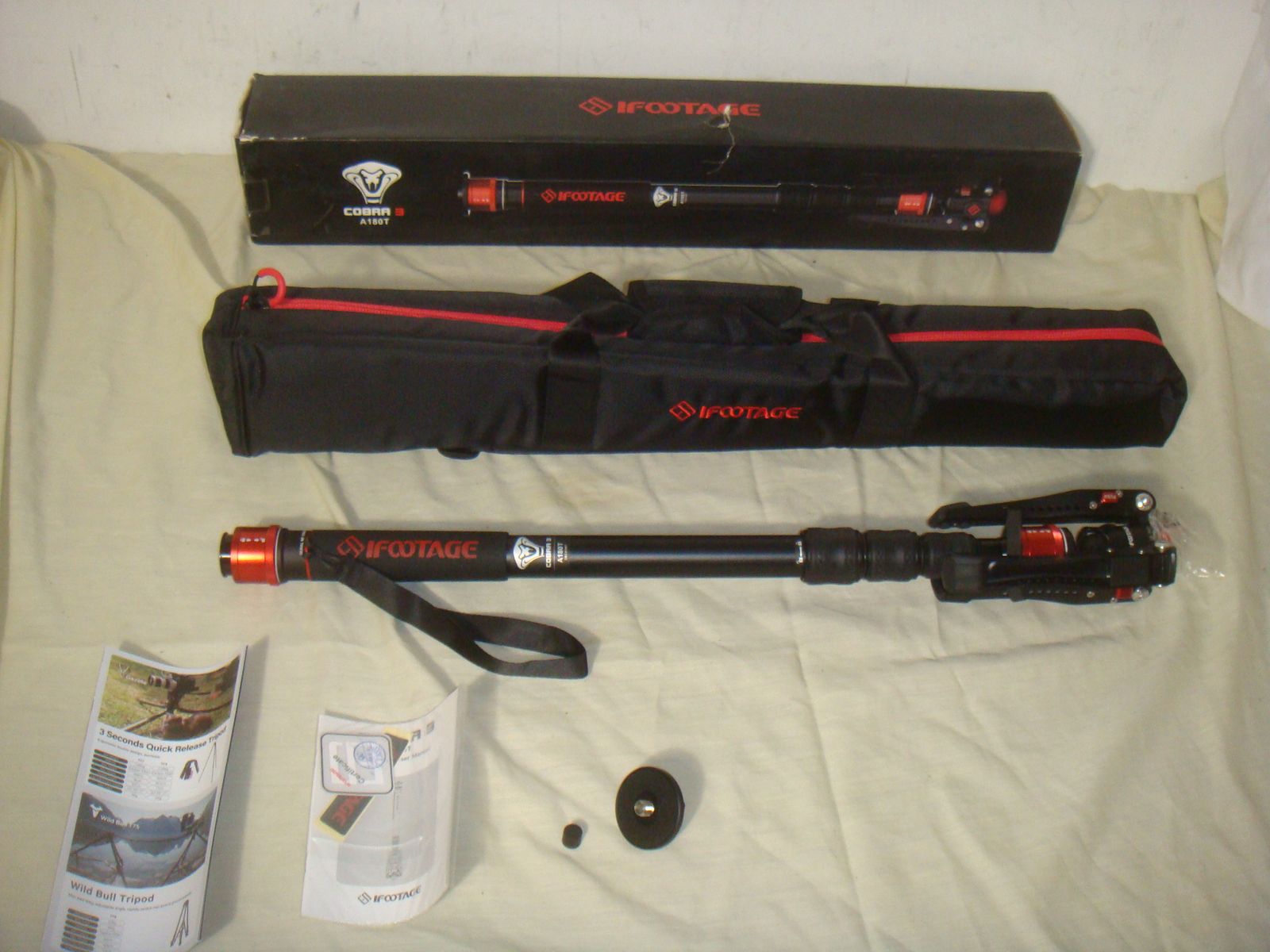 iFOOTAGE COBRA 3 A180T ALUMINUM 71" MONOPOD WITH FEET - NOB