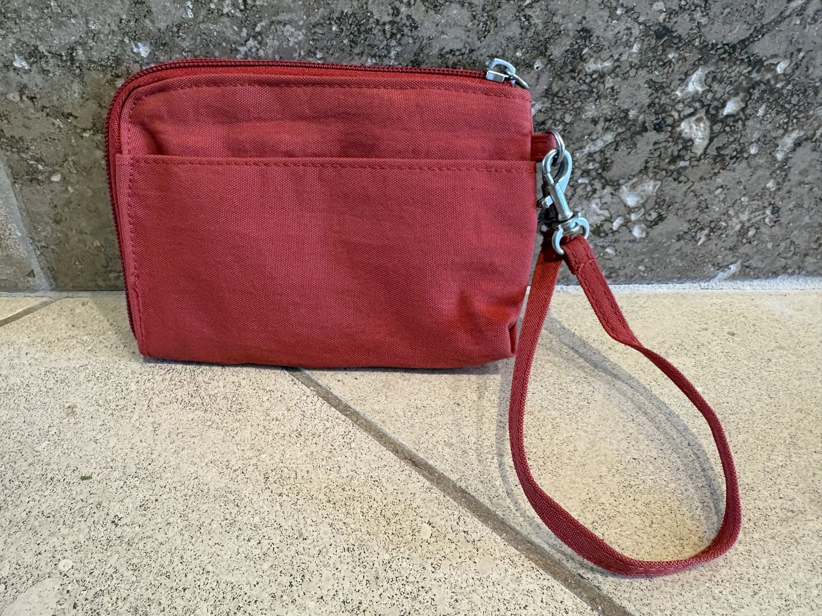 Red Wristlet Wallet Purse w/ Orange Inside