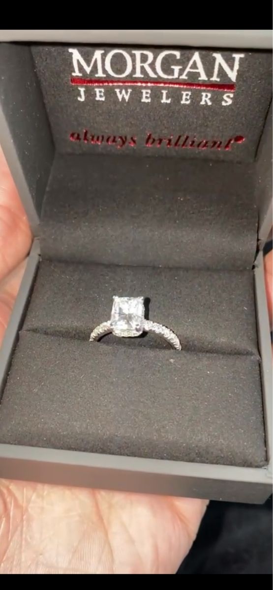 Morgan Jewelers Radiant Cut Diamond Engagement Ring with Pave Band