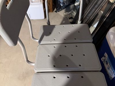 DMI Gray Shower Transfer Bench with Backrest - Adjustable Height Bath Seat
