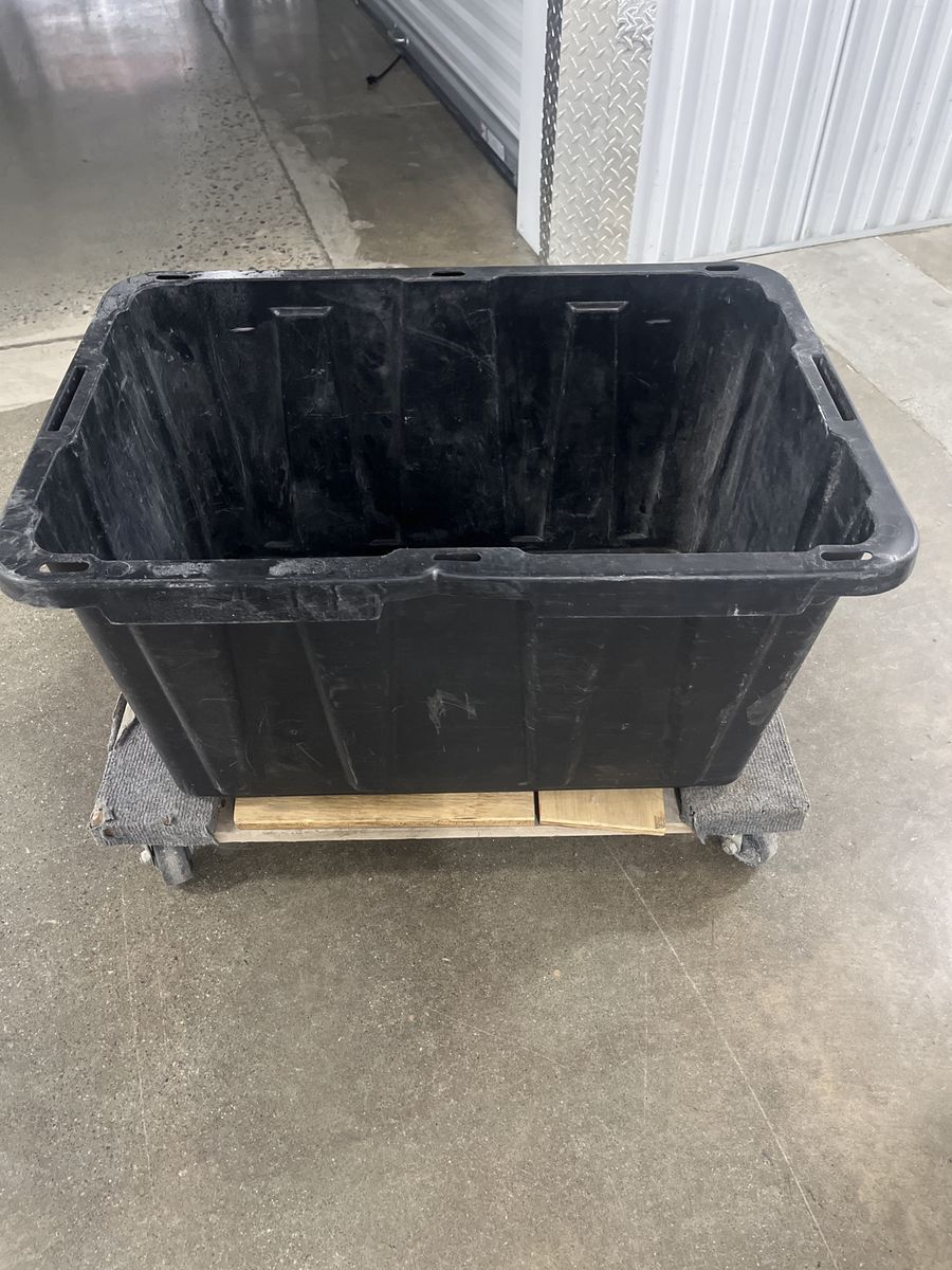 Large Heavy-Duty Black Plastic Storage Tub Bin Container Pallet Cart Industrial