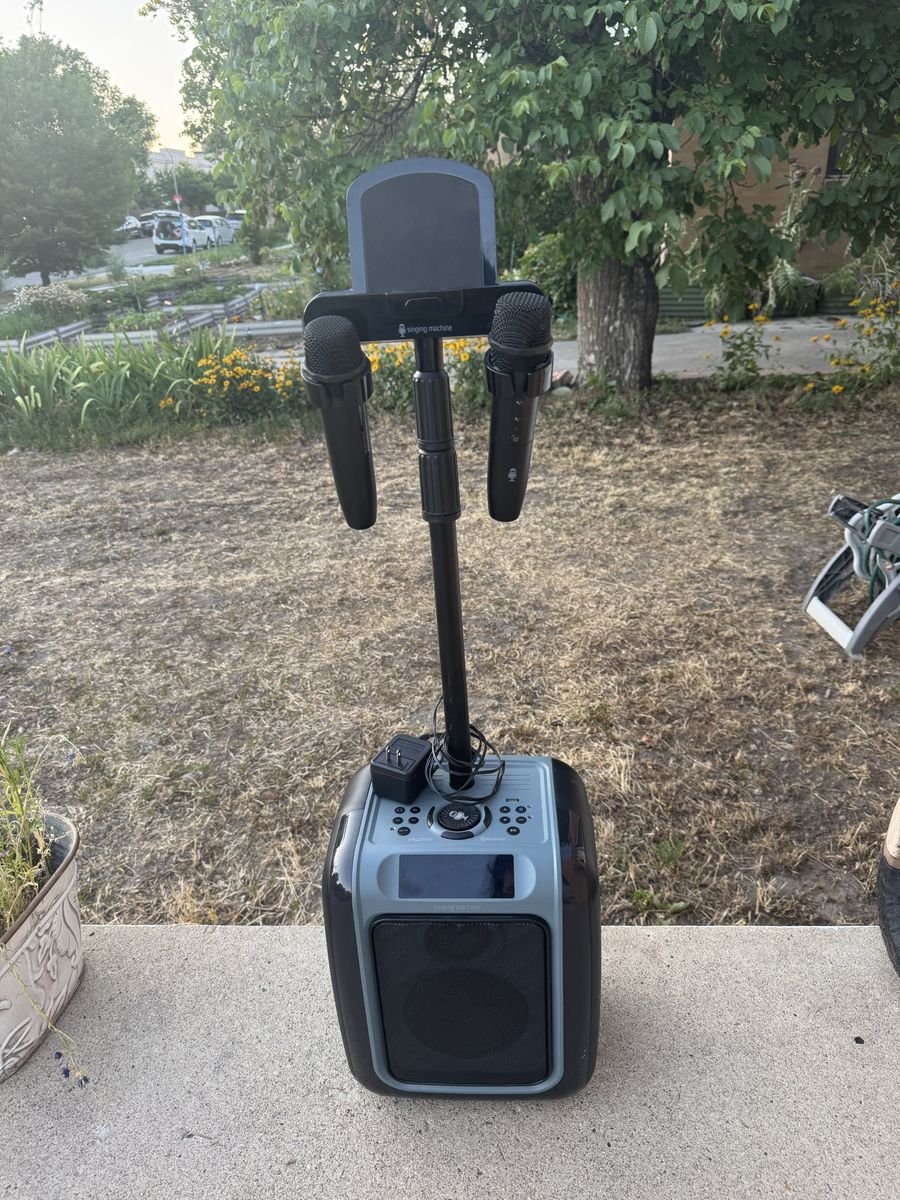 The Singing Machine Karaoke System with 2 Microphones, Bluetooth & Tablet Holder
