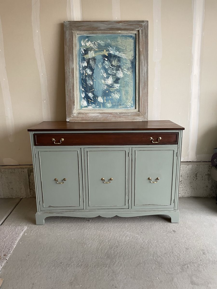 Green buffet cabinet with storage