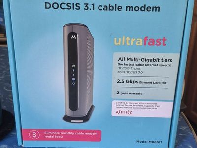 Motorola MB8611 DOCSIS 3.1 Multi-Gig Cable Modem | Pairs with Any WiFi Router | Approved for Comcast Xfinity,
