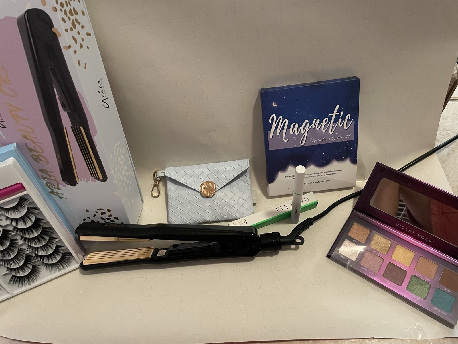 Aria Beauty Hair Crimper & Cosmetics Lot