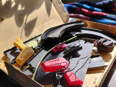 Vintage Sears Tyco Electric Race Track and Firebirds with Controllers and Power Supply